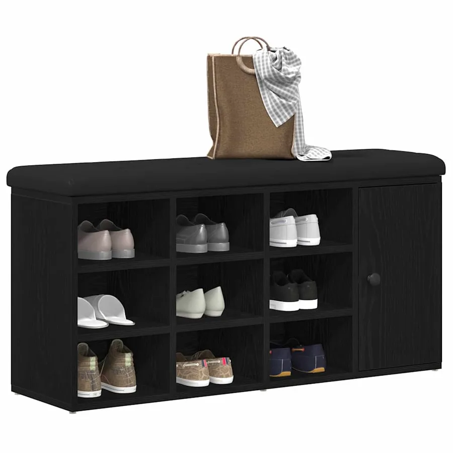 Banc de rangement Chêne noir 102 x 32 x 50 cm Bois d'ingénierie - 3