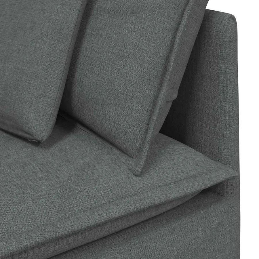 Canapé modulaire et repose-pieds et coussins tissu gris foncé - 10