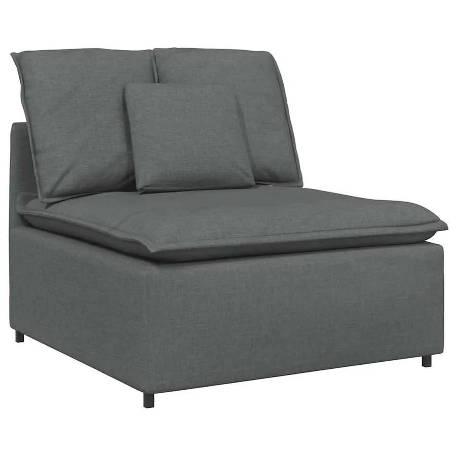 Canapé modulaire et repose-pieds et coussins tissu gris foncé - 4