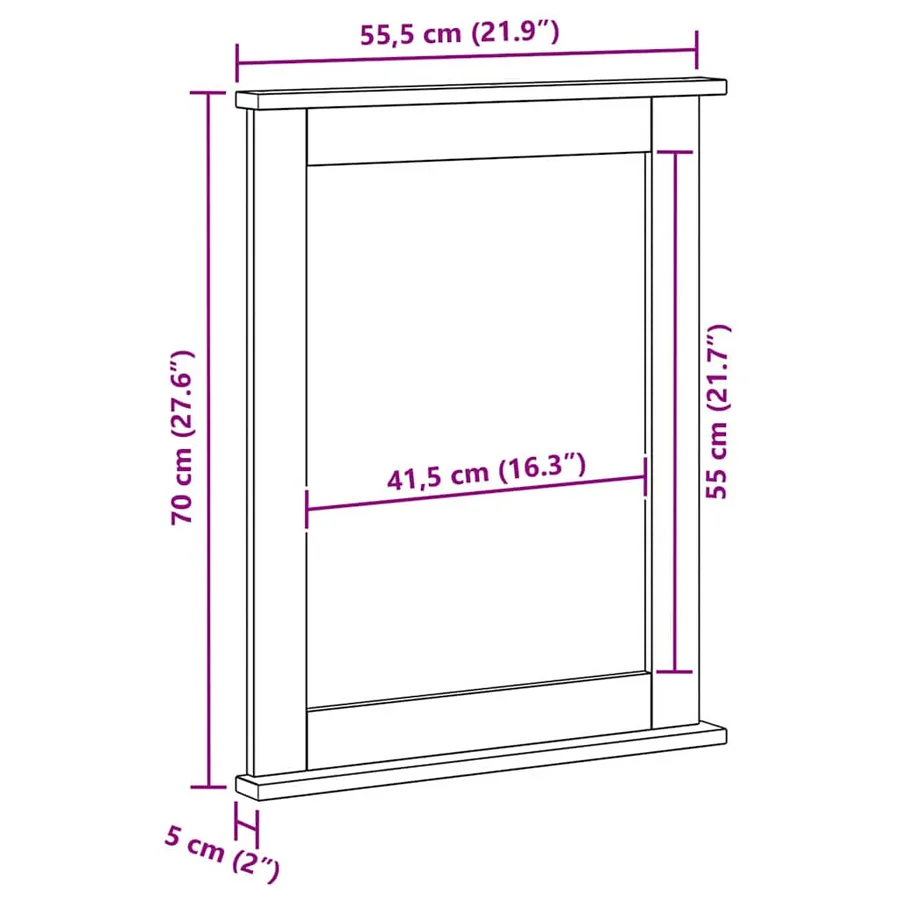 Miroir VIGO Marron miel 55,5 x 5 x 70 cm Bois de pin massif - 10