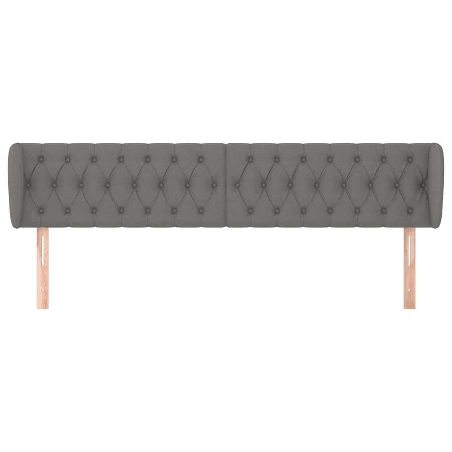 Tête de lit avec oreilles Gris foncé 203x23x78/88 cm Tissu - 3