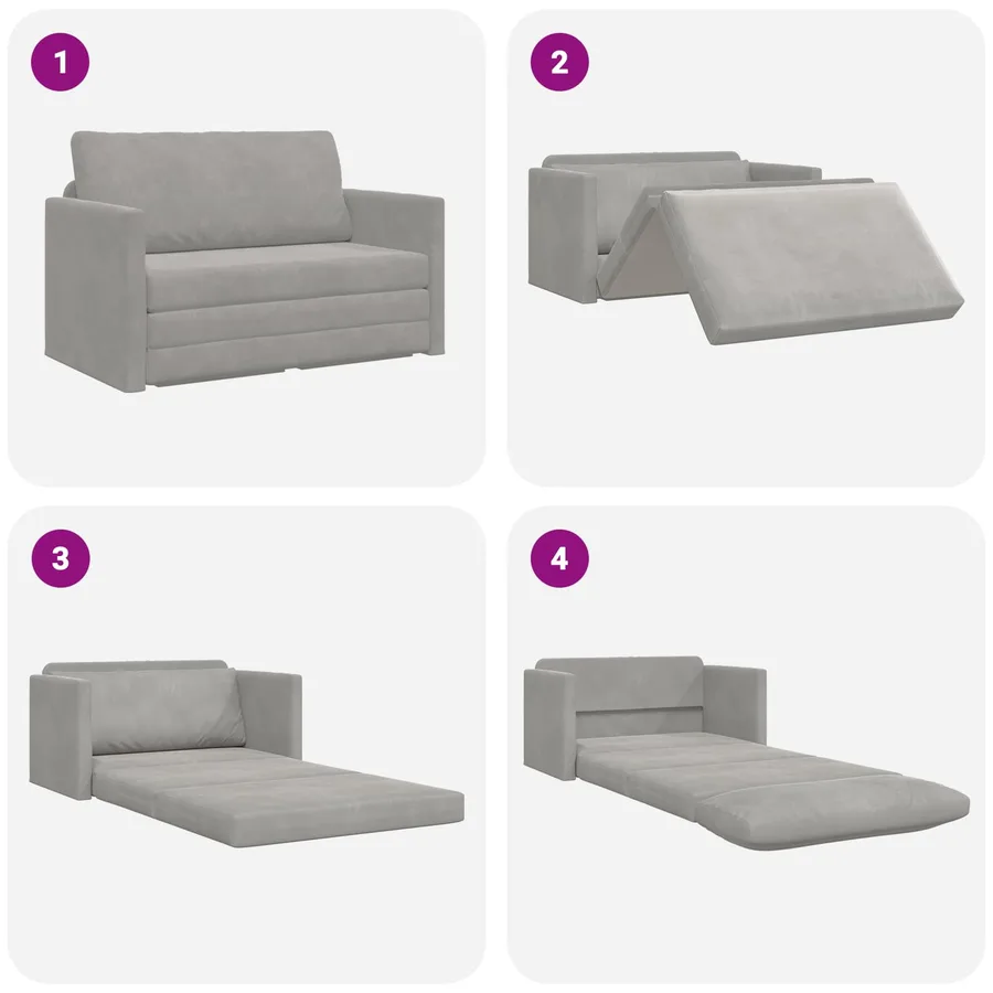 Canapé-Lit Gris clair 124 x 71 x 78 cm Velours - 10