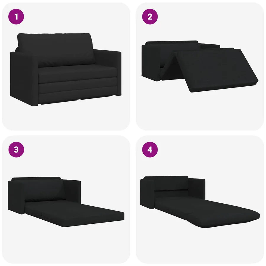 Canapé-Lit 110cm Noir tissu - 10