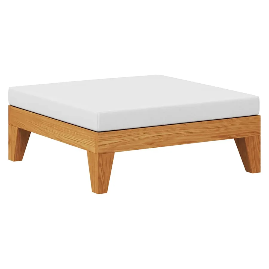 Repose-pied sectionnel avec coussin blanc crème Bois d'acacia - 2