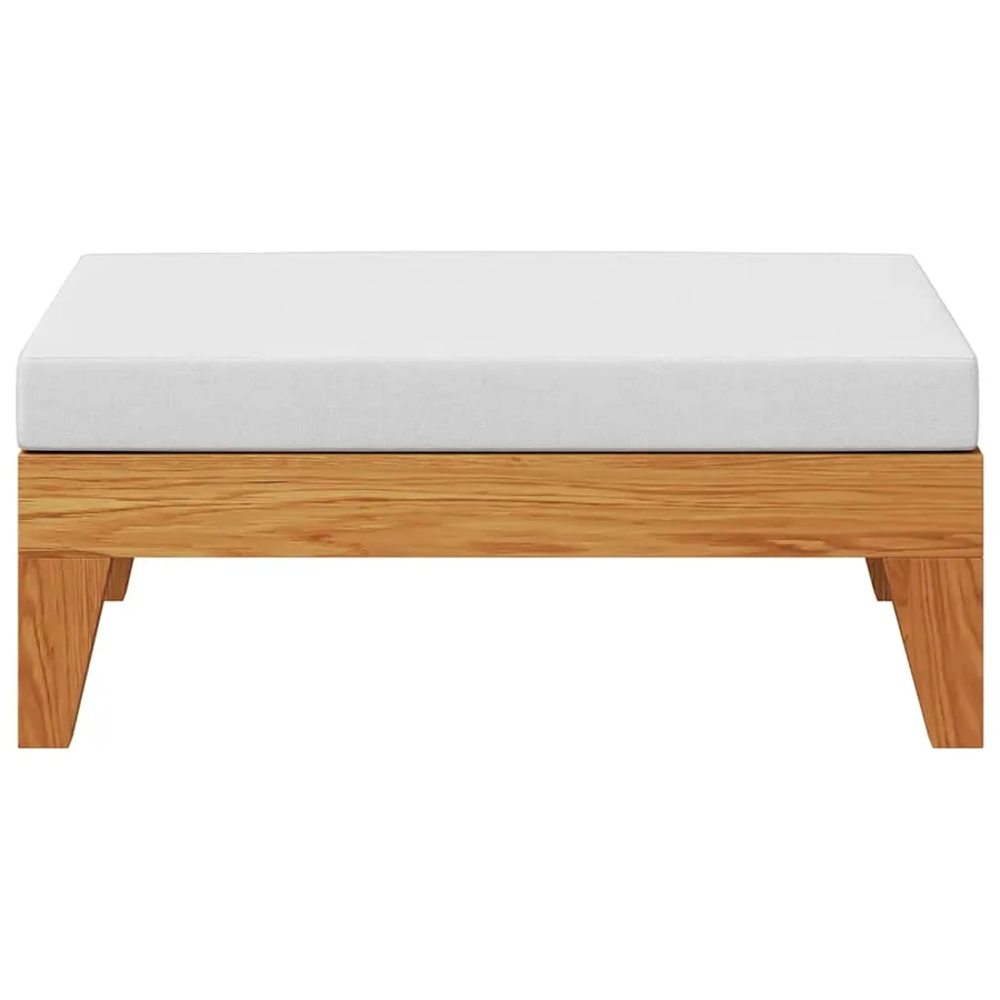 Repose-pied sectionnel avec coussin blanc crème Bois d'acacia - 3