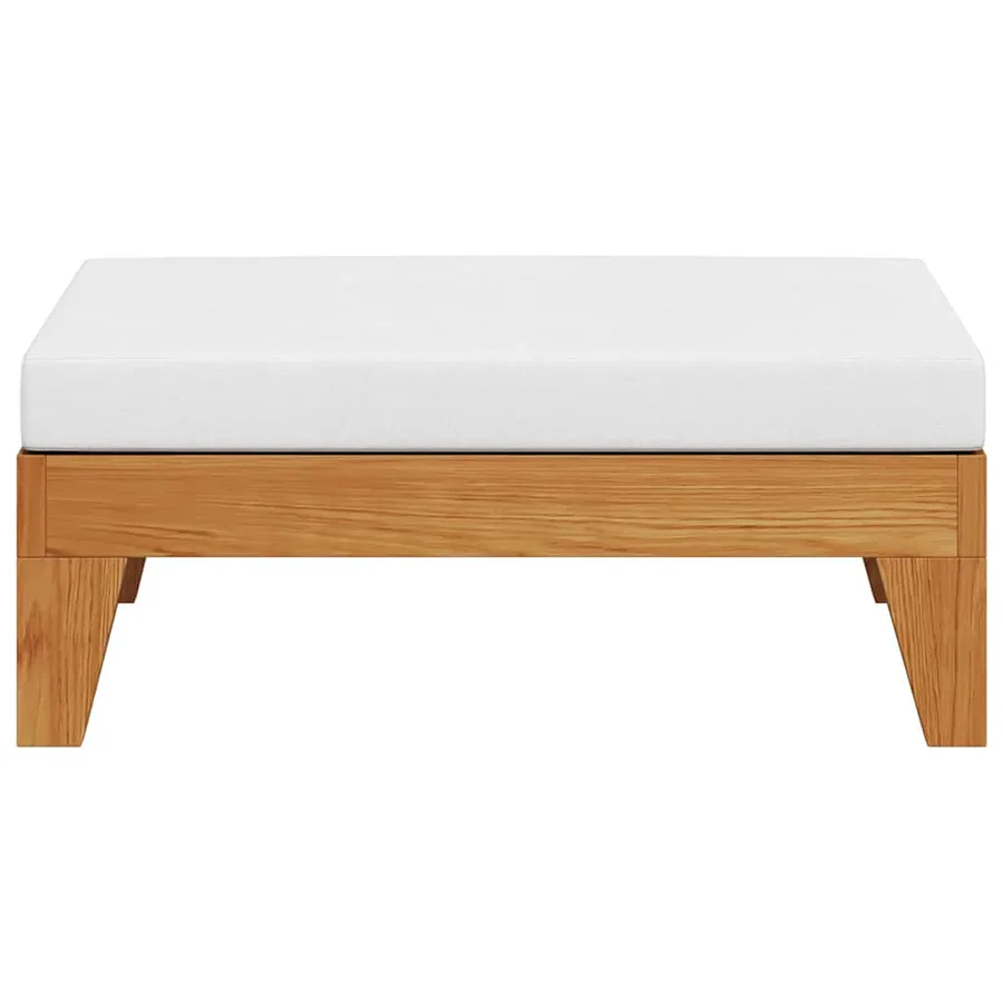 Repose-pied sectionnel avec coussin blanc crème Bois d'acacia - 4