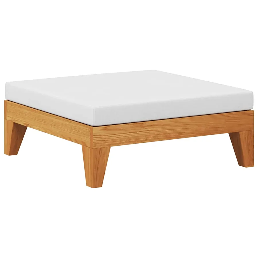Repose-pied sectionnel avec coussin blanc crème Bois d'acacia - 5