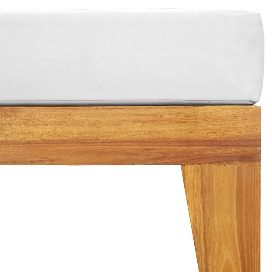 Repose-pied sectionnel avec coussin blanc crème Bois d'acacia - 7