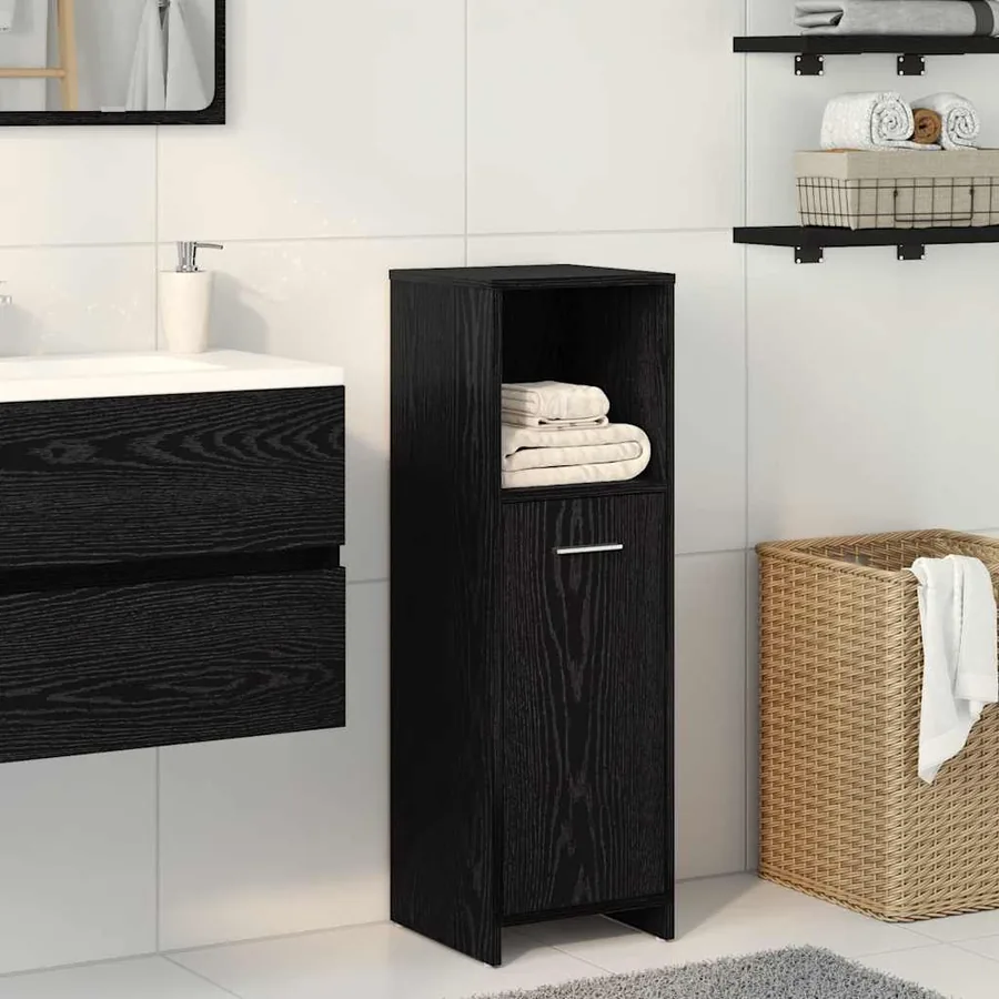 Meuble de salle de bain en chêne noir 30x30x95 cm bois d'ingénierie