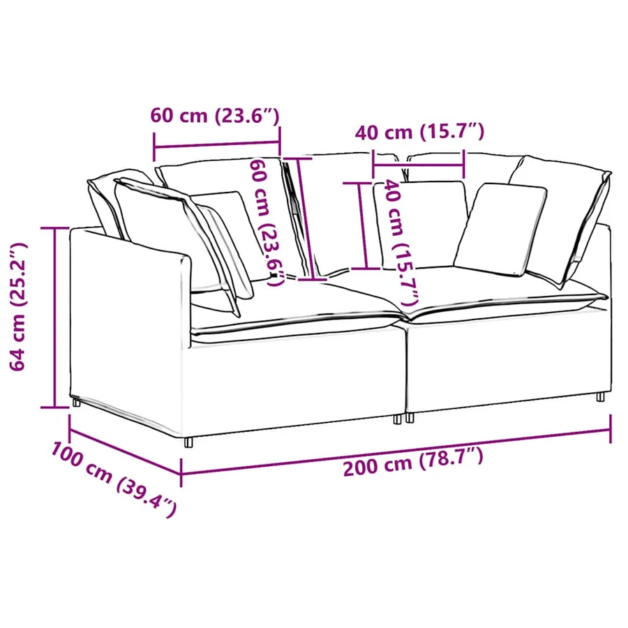 Canapé modulable avec coussins velours côtelé gris foncé - 9