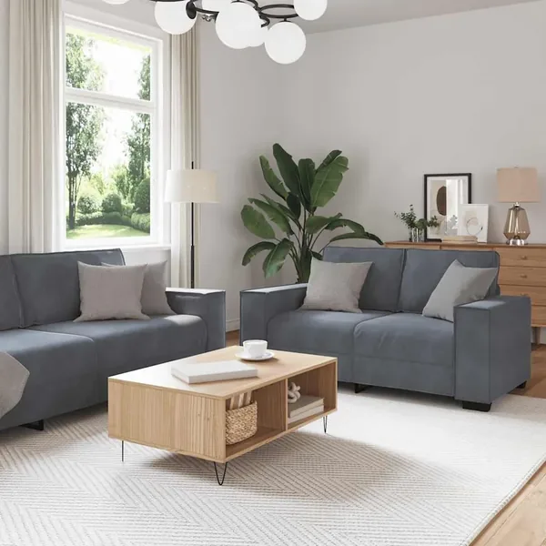 Ensemble de canapés 3 pcs avec coussins Gris foncé Velours