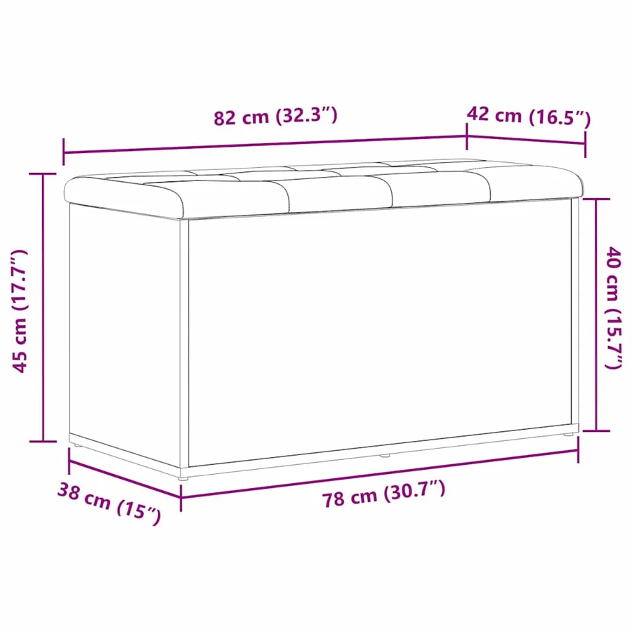 Banc de rangement Chêne noir 82 x 42 x 45 cm Bois d'ingénierie - 11