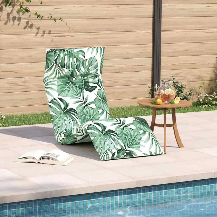 Transat pliant en tissu Oxford motif feuilles 175 x 54 x 8,5 cm - 3