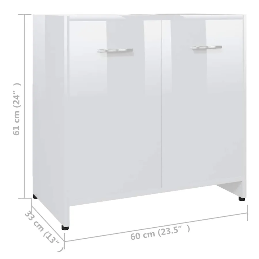 Armoire de salle de bain Blanc brillant Bois d'ingénierie - 10