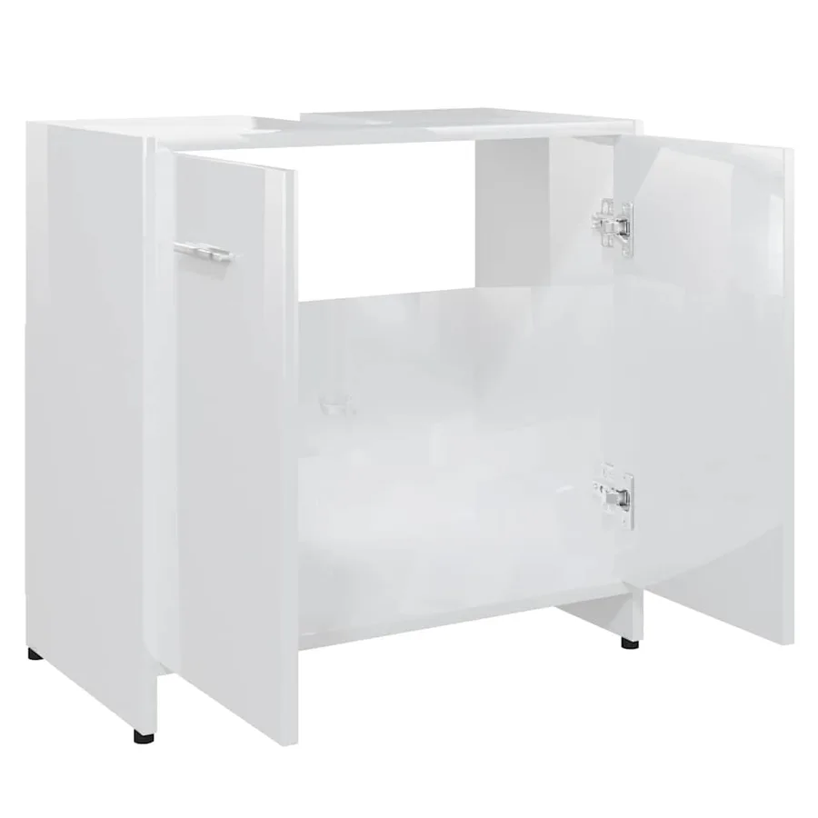 Armoire de salle de bain Blanc brillant Bois d'ingénierie - 5