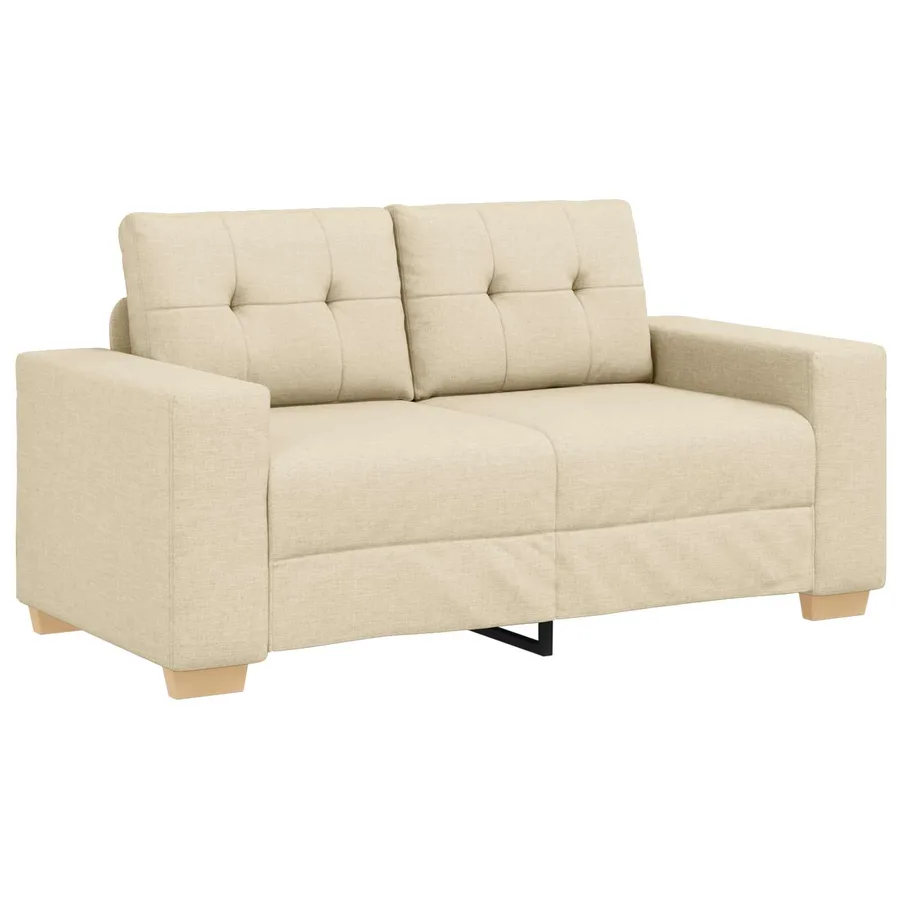Ensemble canapé 2 pièces avec coussins crème tissu - 4
