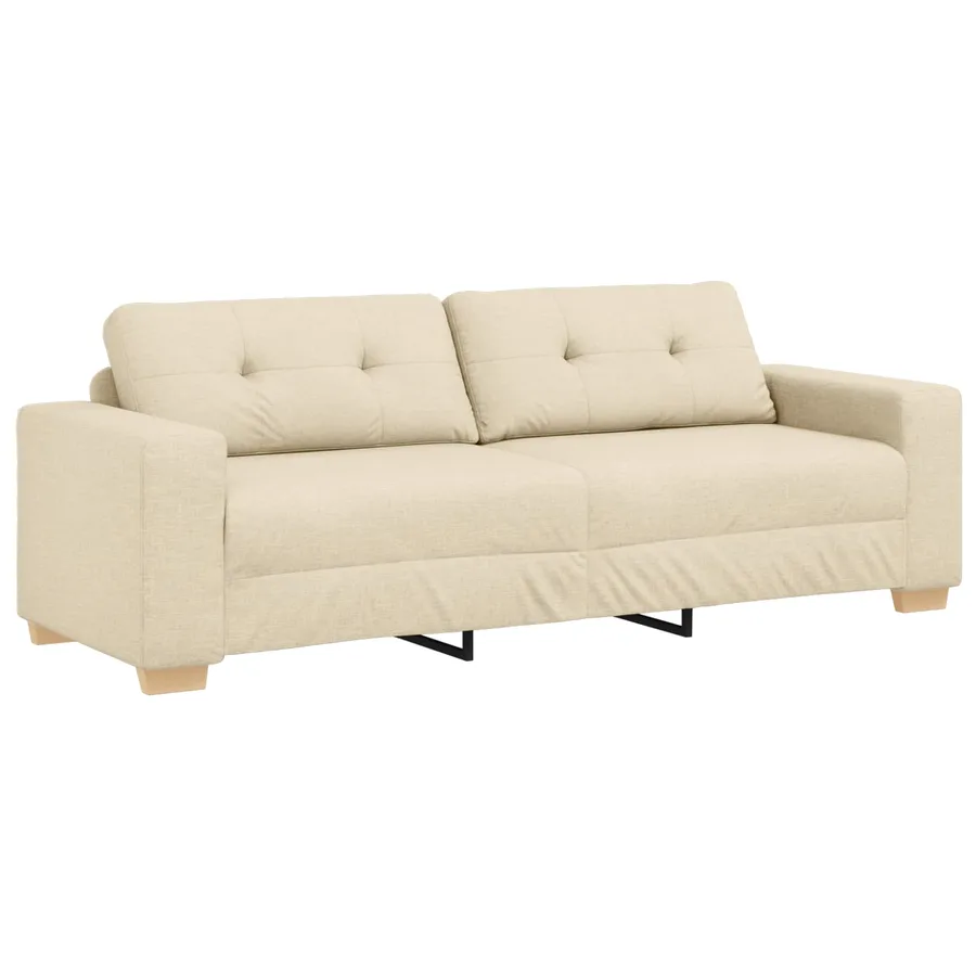 Ensemble canapé 2 pièces avec coussins crème tissu - 5
