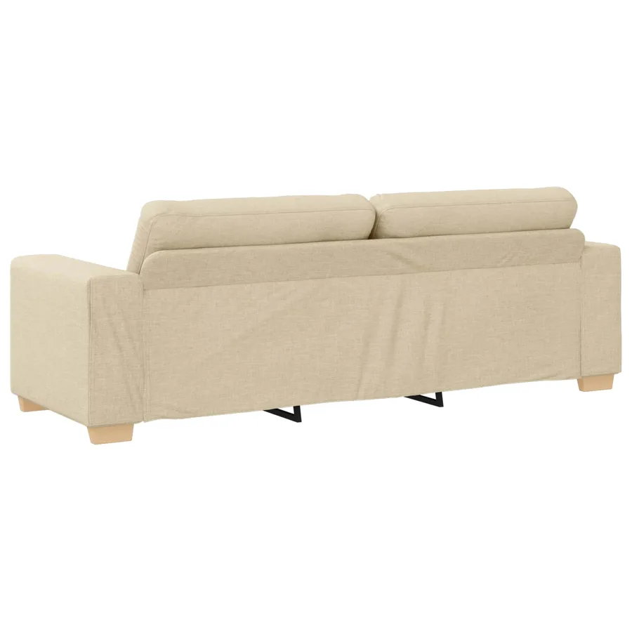 Ensemble canapé 2 pièces avec coussins crème tissu - 7