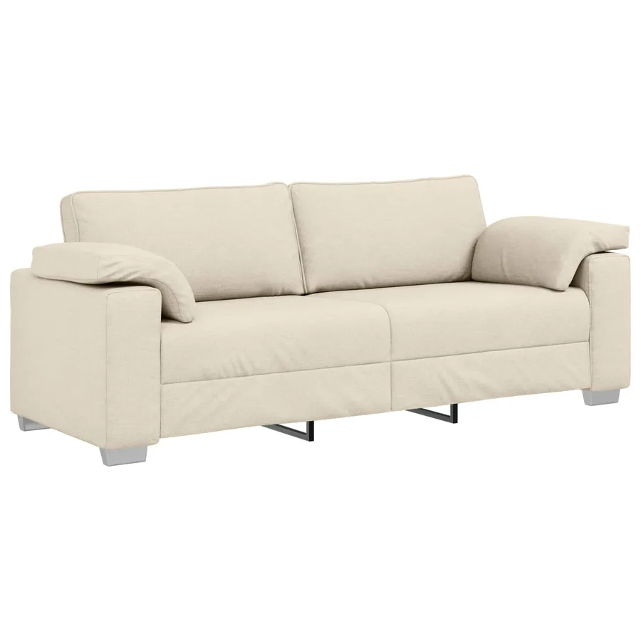 Sofa 3 places Beige 220 cm Tissu en lin mélangé - 2