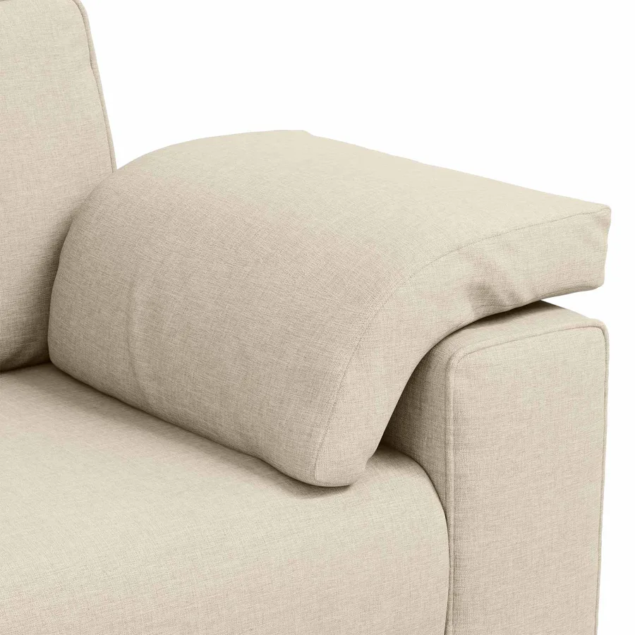 Sofa 3 places Beige 220 cm Tissu en lin mélangé - 7