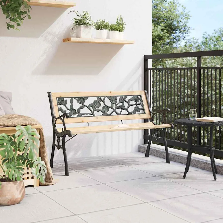 Banc de jardin avec coussin Marron 116 x 54 x 73 cm bois - 3