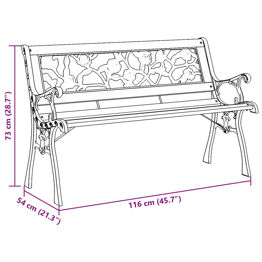 Banc de jardin avec coussin Marron 116 x 54 x 73 cm bois - 8