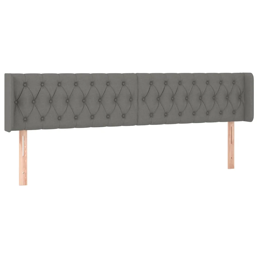 Tête de lit avec oreilles Gris foncé 203x16x78/88 cm Tissu - 2