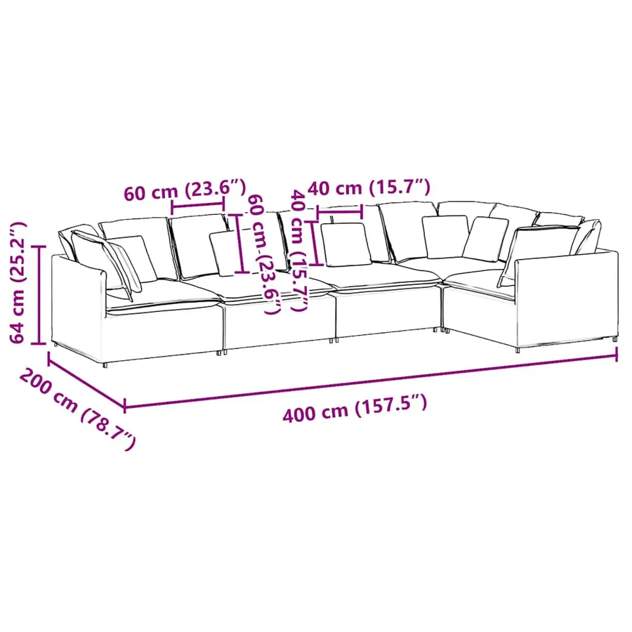 Canapé modulable avec coussins velours gris clair - 11