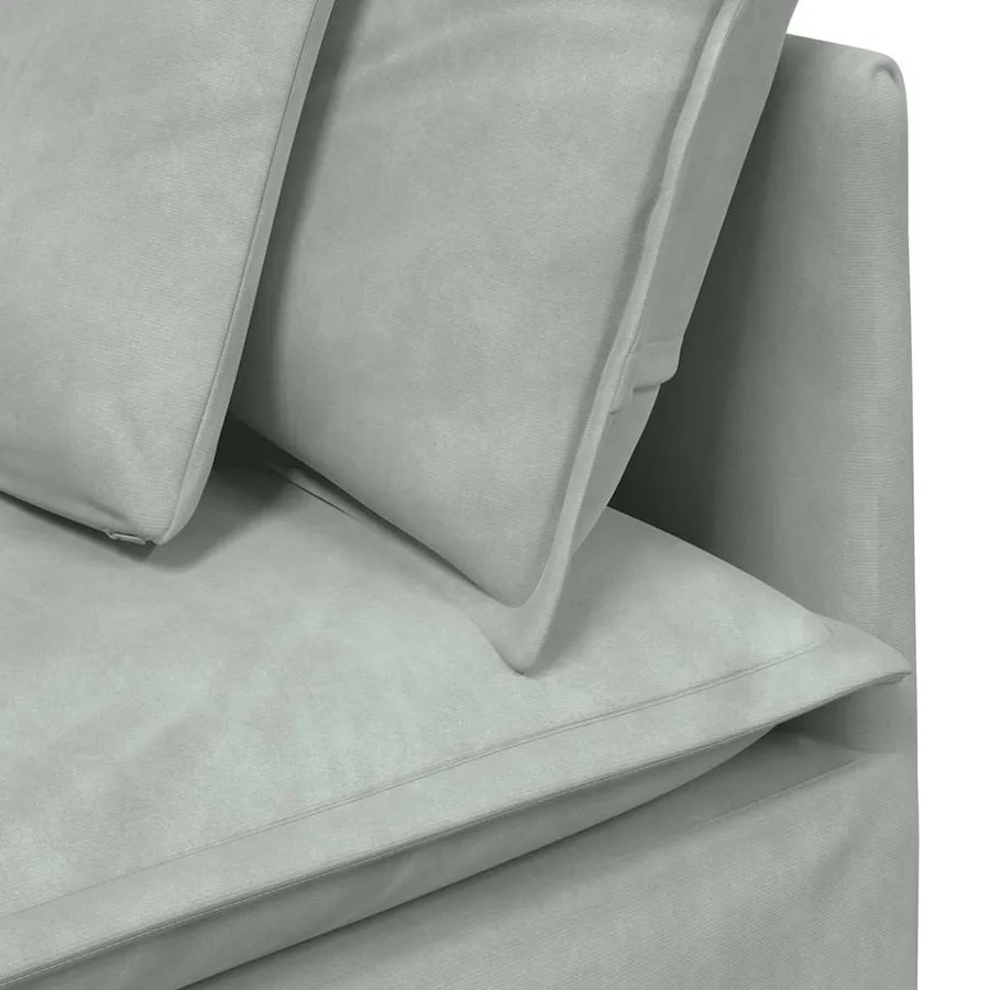 Canapé modulable avec coussins velours gris clair - 9