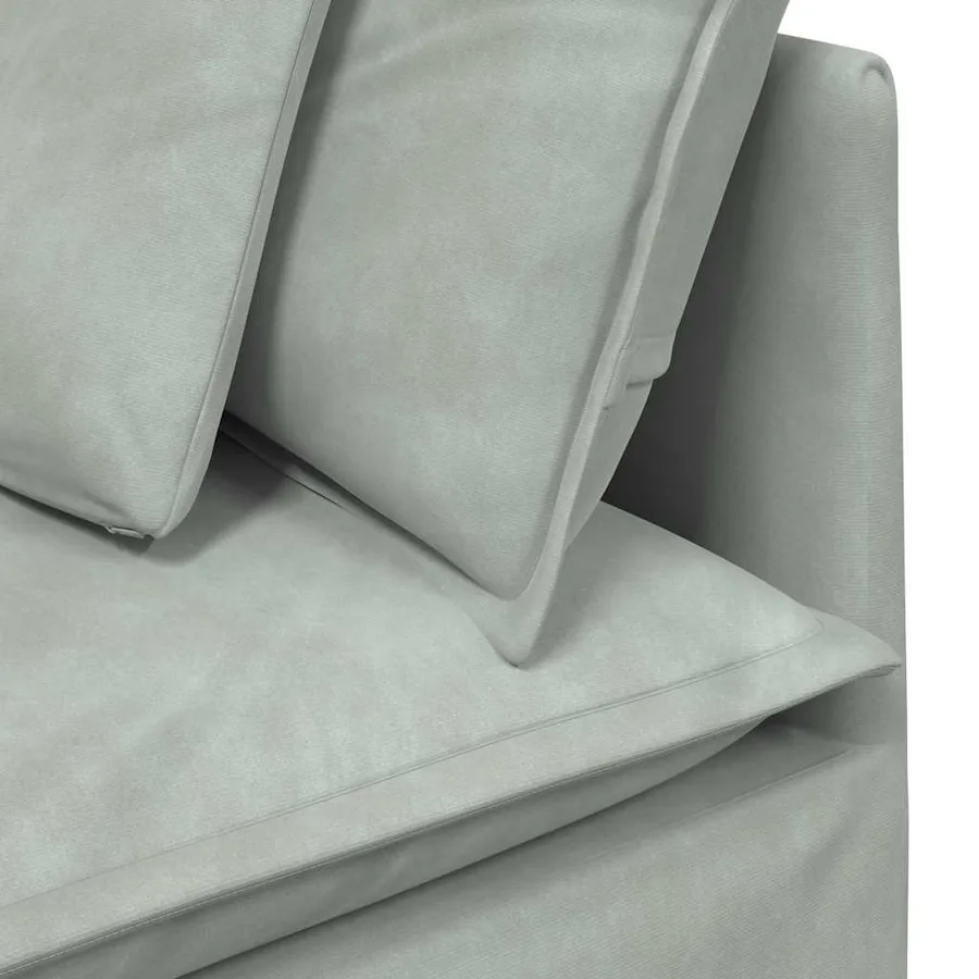 Canapé modulable avec coussins velours gris clair - 10