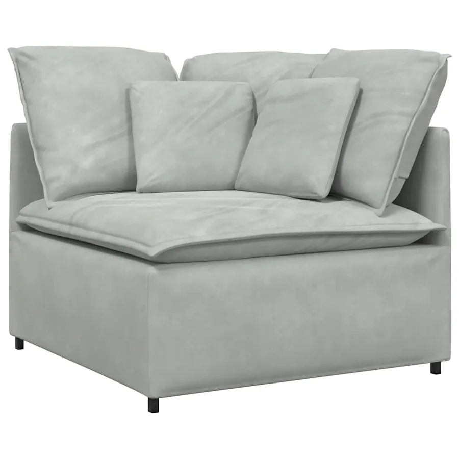 Canapé modulable avec coussins velours gris clair - 5