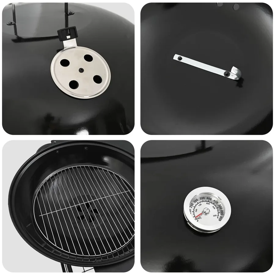 Grill extérieur avec roue Noir 91 x 71 x 107 cm Métal - 7