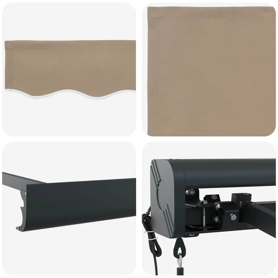 Auvent rétractable Beige 400 × 300 cm Tissu et Métal - 6