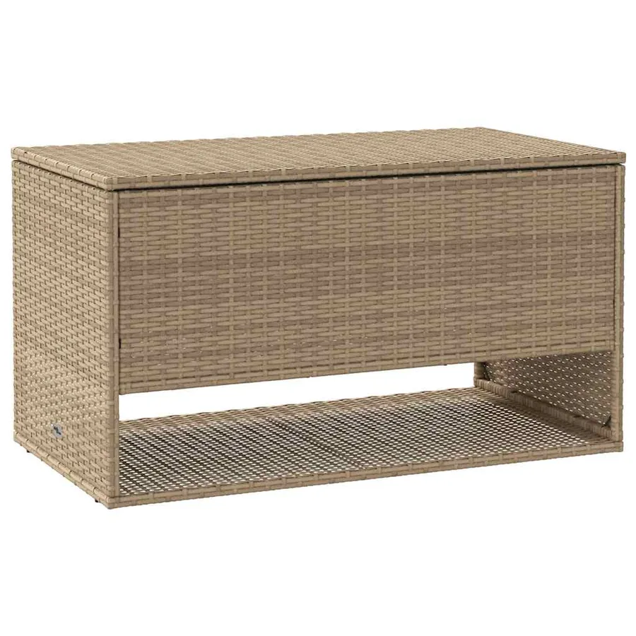 Coffre à coussins d'extérieur beige 100x55x55,5 cm polyrotin - 2