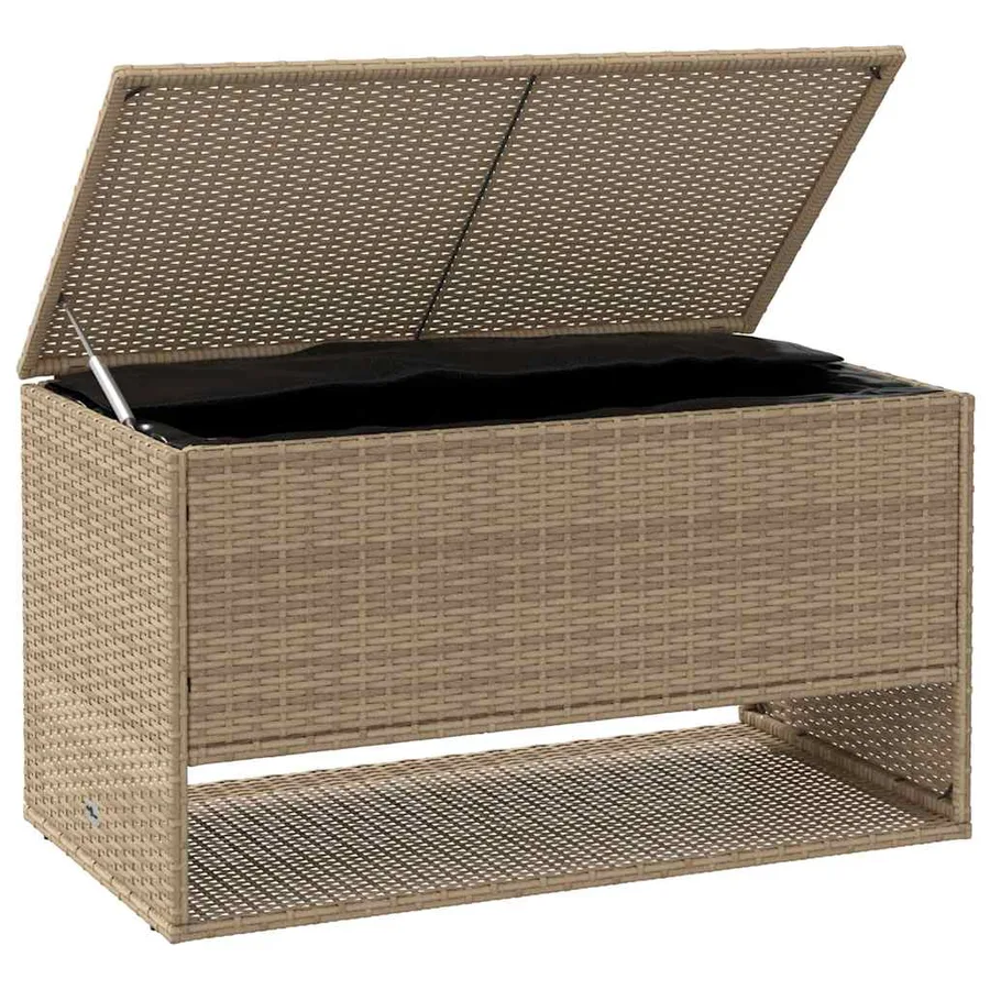 Coffre à coussins d'extérieur beige 100x55x55,5 cm polyrotin - 3