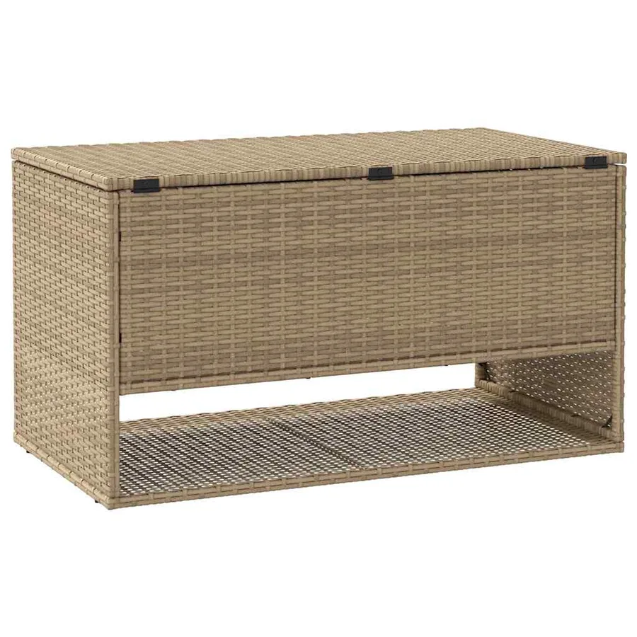 Coffre à coussins d'extérieur beige 100x55x55,5 cm polyrotin - 6