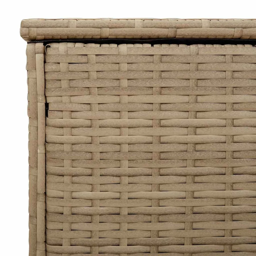 Coffre à coussins d'extérieur beige 100x55x55,5 cm polyrotin - 9