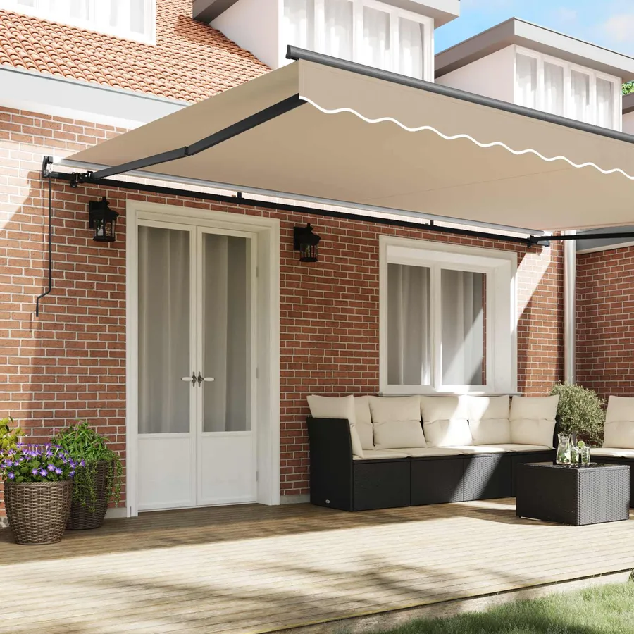 Auvent rétractable Beige 500 × 350 cm Polyester et Aluminium - 3