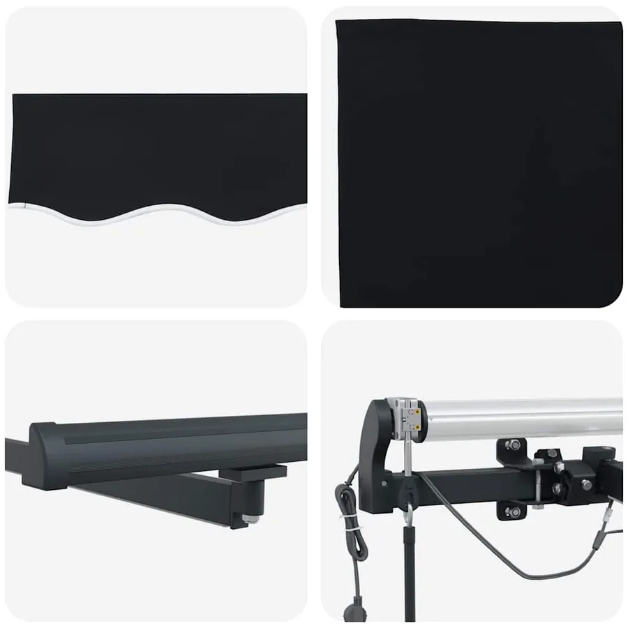 Auvent rétractable Noir 400 × 300 cm Polyester - 10