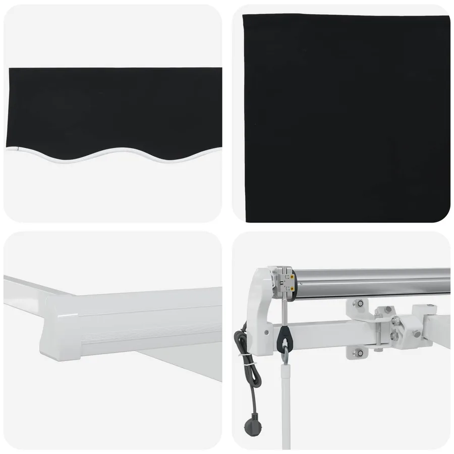 Auvent rétractable Noir 400 × 300 cm Tissu et Aluminium - 4