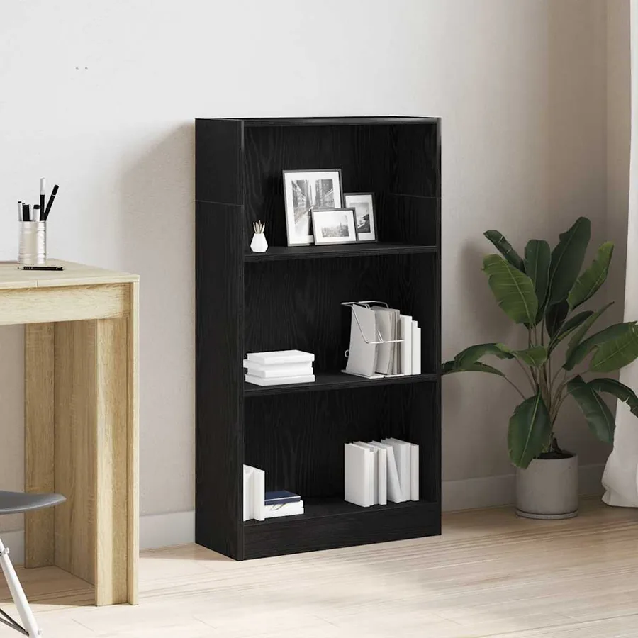 Bibliothèque en chêne noir 60 x 24 x 109 cm bois d'ingénierie