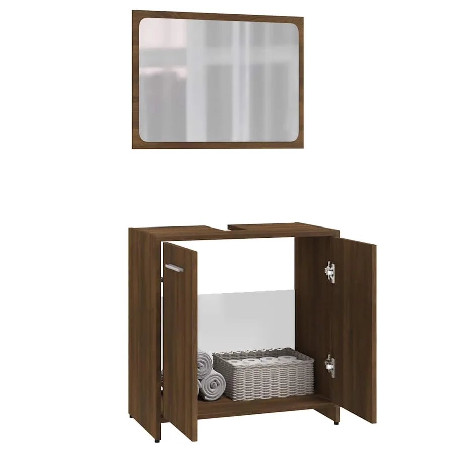 Meubles de salle de bain Chêne marron Bois d'ingénierie - 4
