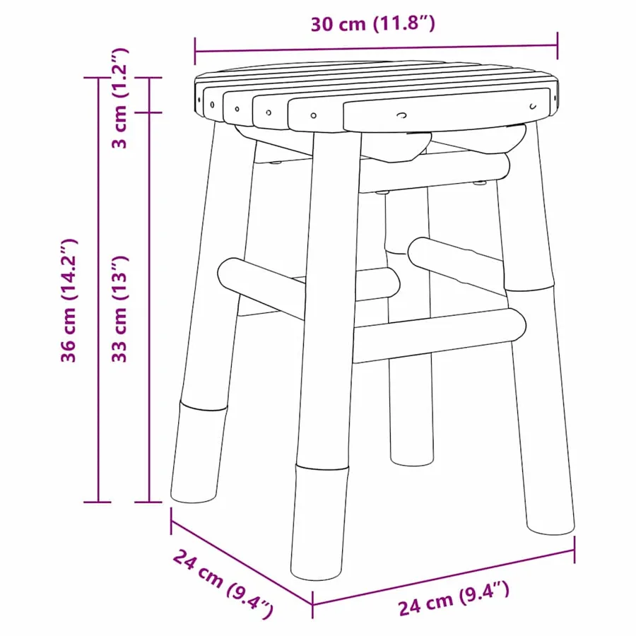 Tabouret Bambou naturel 30 x 30 x 36 cm Bambou - 8