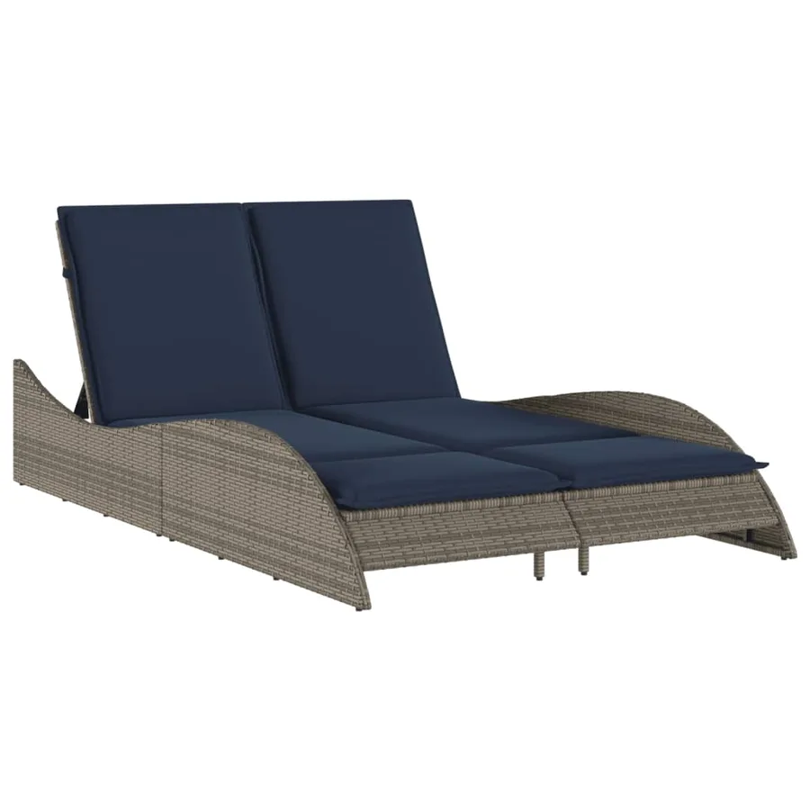 Chaise longue avec coussins Gris 114 x 205 x 73 cm Résine tressée - 2