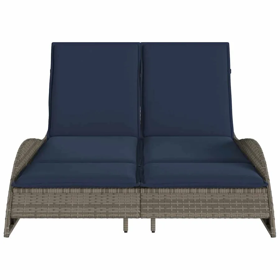Chaise longue avec coussins Gris 114 x 205 x 73 cm Résine tressée - 4