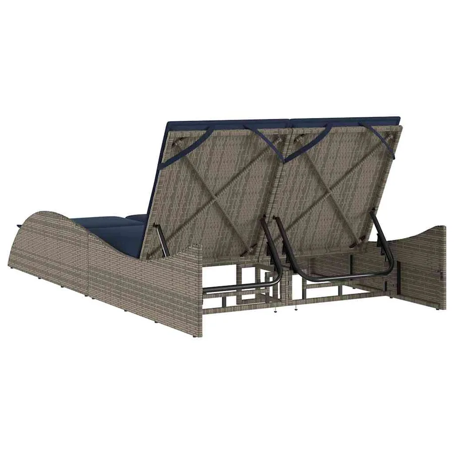 Chaise longue avec coussins Gris 114 x 205 x 73 cm Résine tressée - 6
