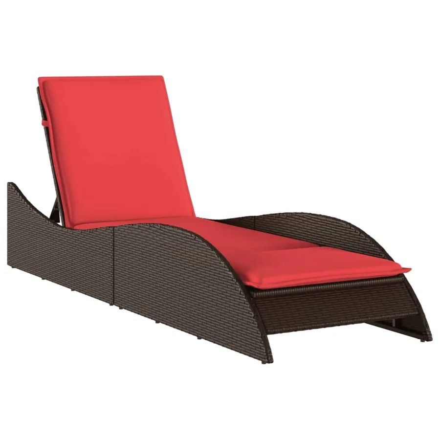 Chaise longue avec coussin Marron 60x205x73 cm Résine tressée - 2