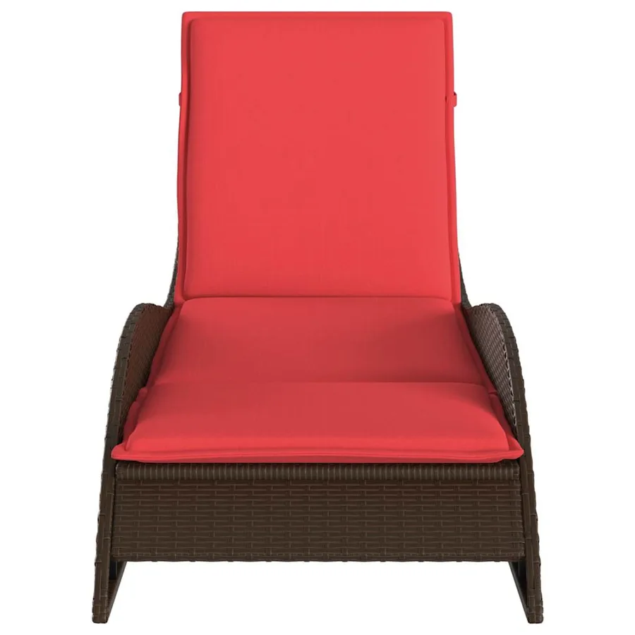 Chaise longue avec coussin Marron 60x205x73 cm Résine tressée - 4