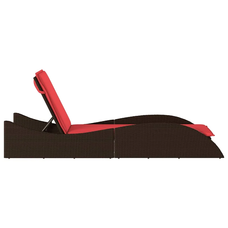 Chaise longue avec coussin Marron 60x205x73 cm Résine tressée - 5