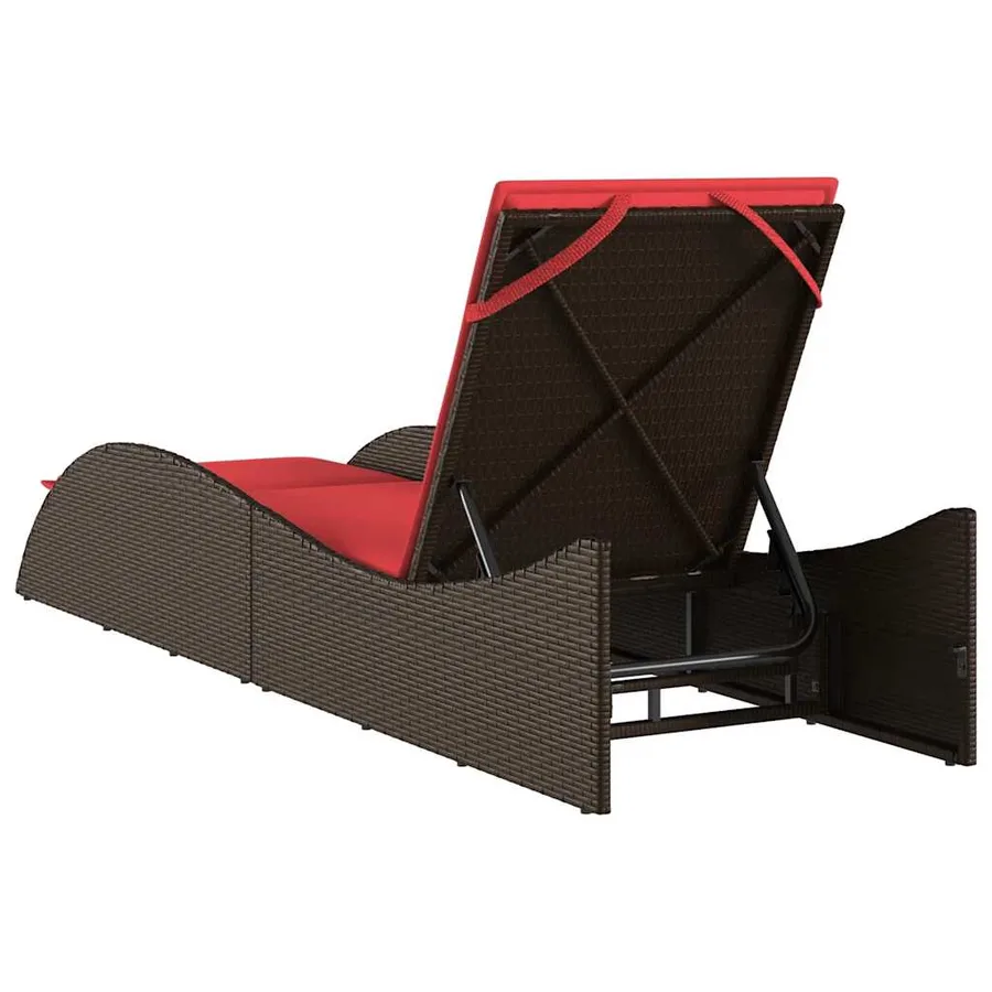 Chaise longue avec coussin Marron 60x205x73 cm Résine tressée - 6
